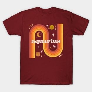 Aquarius Warm Rainbow - 70s Zodiac T-Shirt